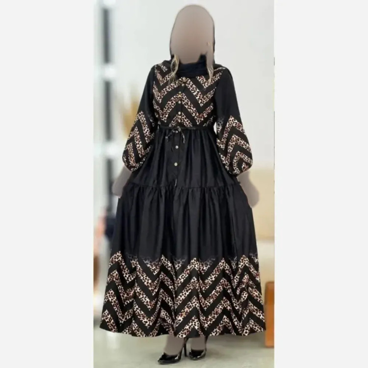 پیراهن زنانه الیزه رنگ مشکی سایز فری 38 تا 48 مدل رونیا