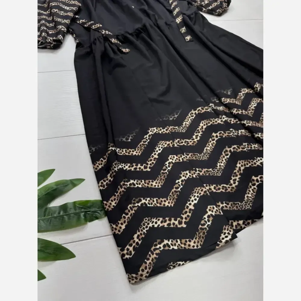 پیراهن زنانه الیزه رنگ مشکی سایز فری 38 تا 48 مدل رونیا
