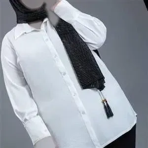 شومیز سفید زنانه جنس داکرون فری سایز مدل ترگل