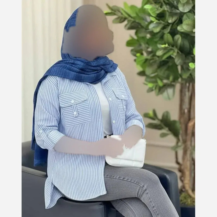 شومیز نخی راه راه جیب صلیبی فری سایز خنک و قواره دار
