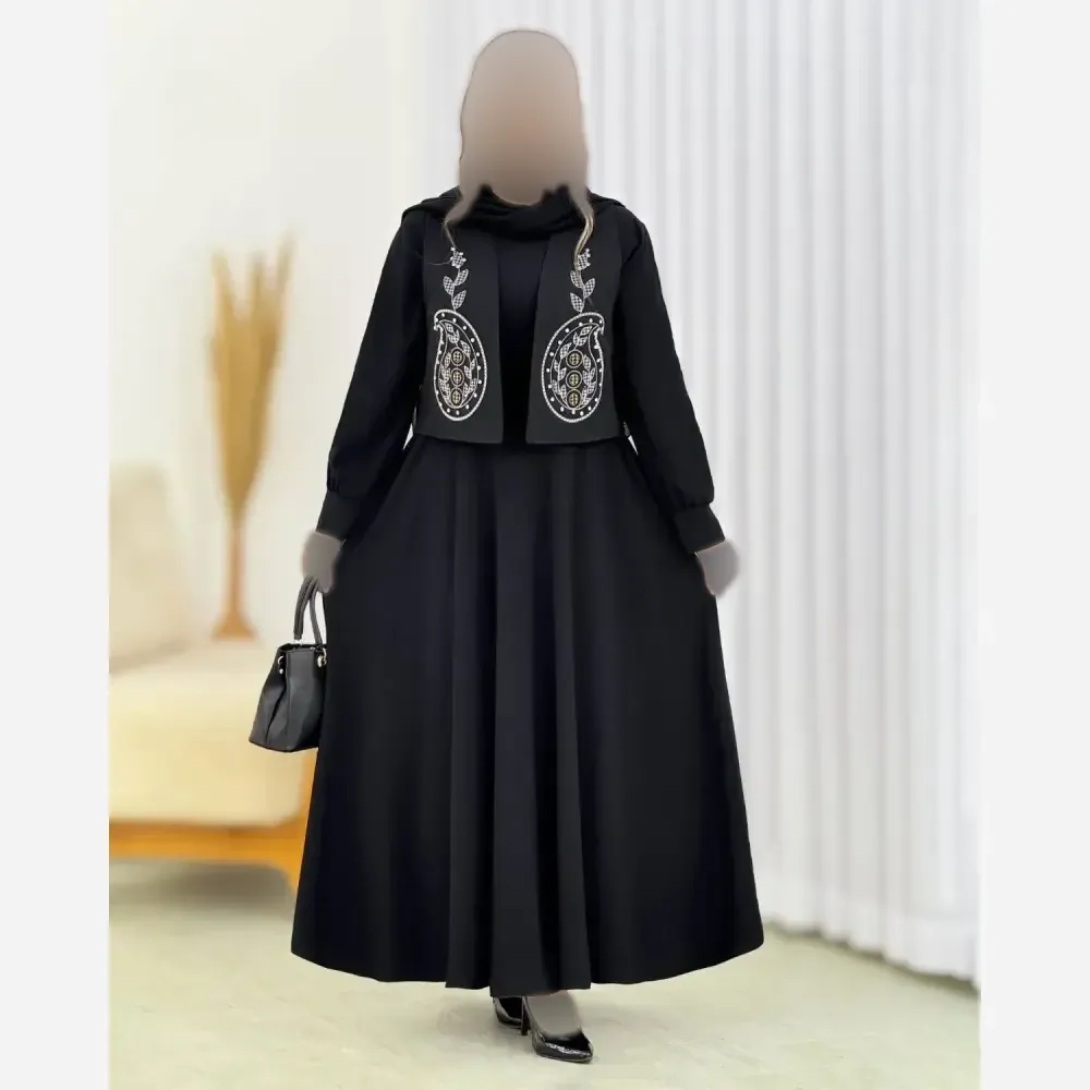 ست پیراهن پر چین و جلیغه مازراتی و الیزه فری سایز زنانه