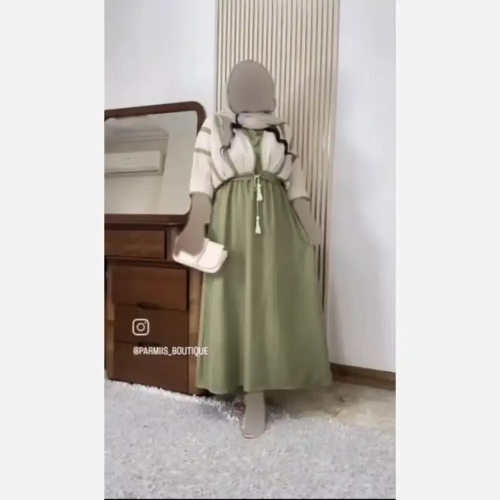 ست سارافون شانتون و کراپ لنین زنانه فری سایز