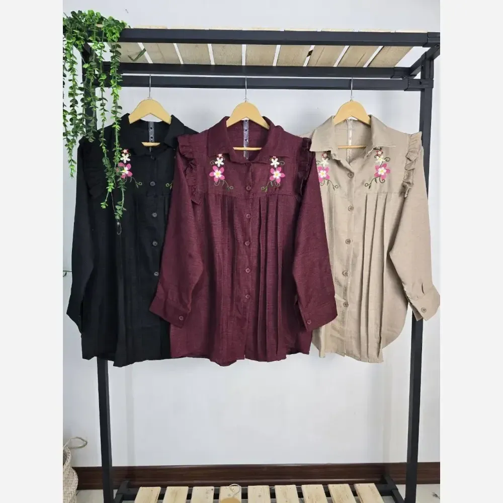 شومیز گلپوش شانتون نسکافه ای فری سایز 36 تا 46