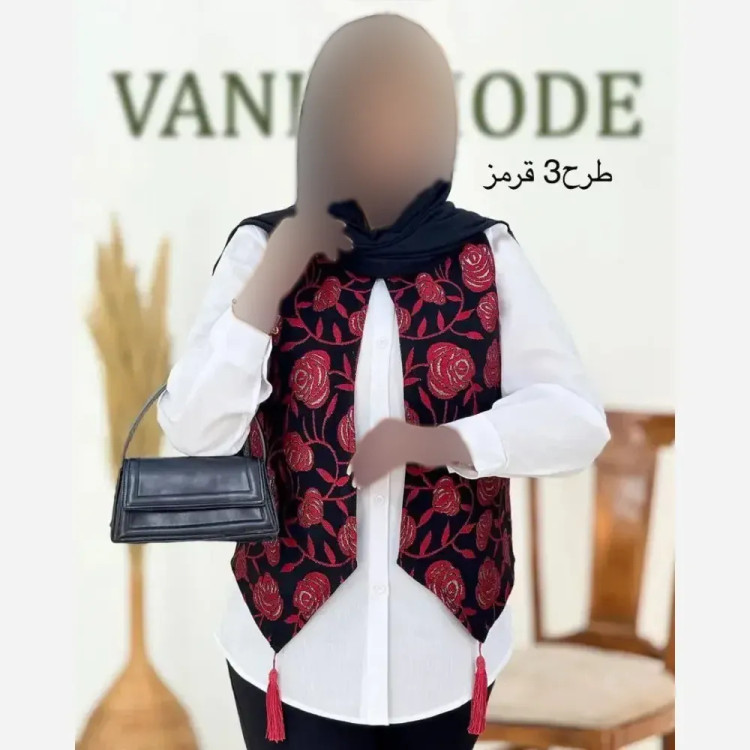 ژیله زنانه گلبهار تافته سوزن دوزی فری سایز 36 تا 46 دو رنگبندی