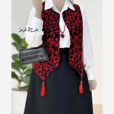 ژیله زنانه گلبهار تافته سوزن دوزی فری سایز 36 تا 46 دو رنگبندی