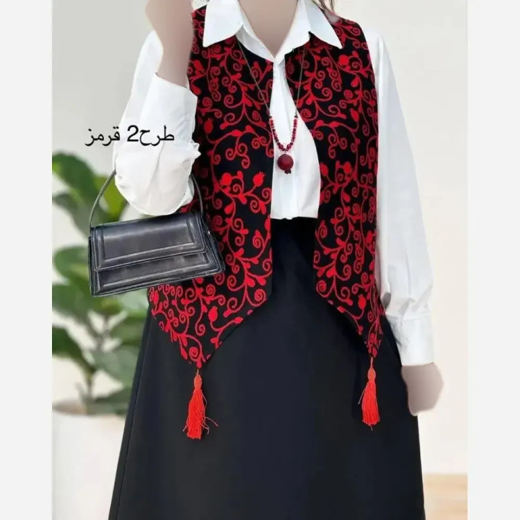 ژیله زنانه گلبهار تافته سوزن دوزی فری سایز 36 تا 46 دو رنگبندی