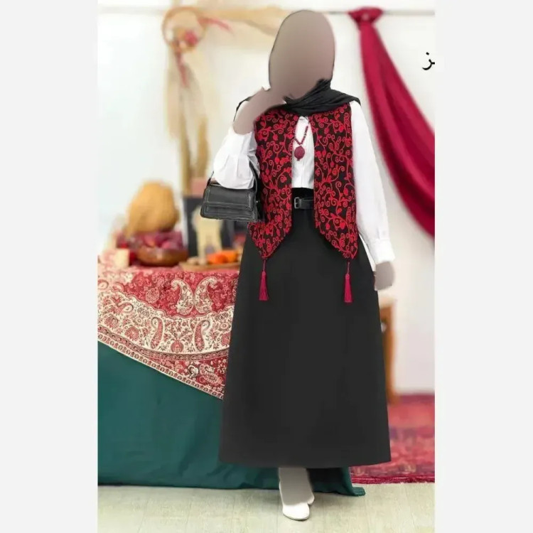 ژیله زنانه گلبهار تافته سوزن دوزی فری سایز 36 تا 46 دو رنگبندی