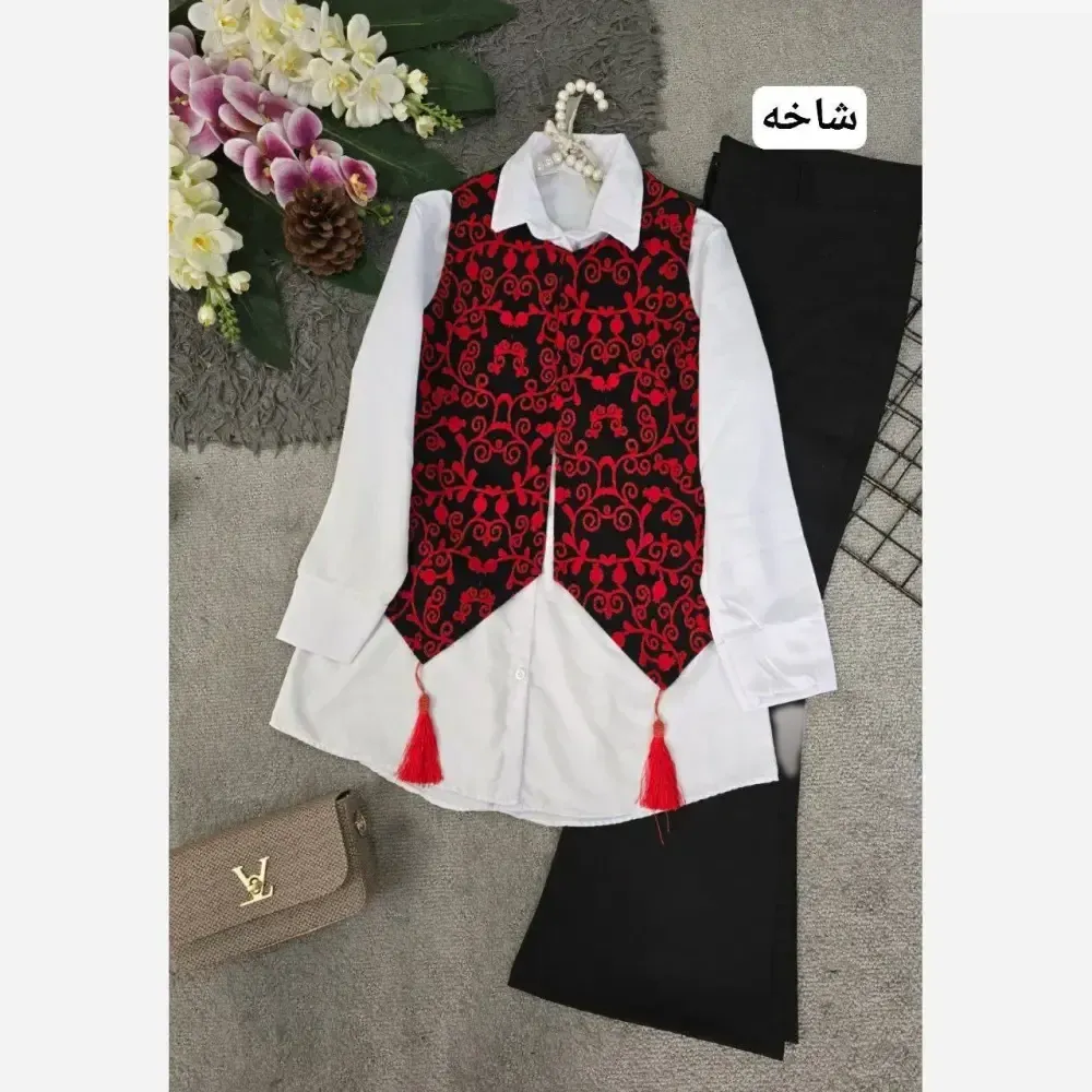 ژیله زنانه گلبهار تافته سوزن دوزی فری سایز 36 تا 46 دو رنگبندی