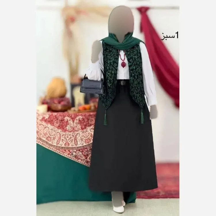 ژیله زنانه گلبهار تافته سوزن دوزی فری سایز 36 تا 46 دو رنگبندی