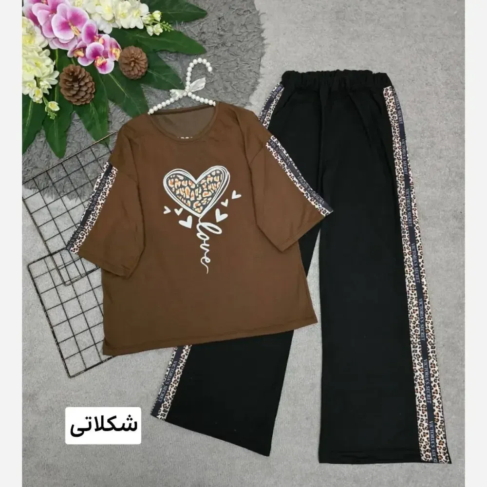 ست بلوبری پنبهتیشرت و شلوار فری سایز