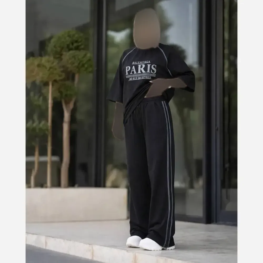 ست تابستانه زنانه مدل paris جنس شانتون کبریتی رنگ مشکی سایز فری مناسب 38 تا 46