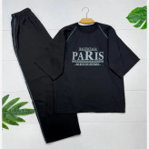 ست تابستانه زنانه مدل paris جنس شانتون کبریتی رنگ مشکی سایز فری مناسب 38 تا 46