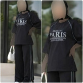 ست تابستانه زنانه مدل paris جنس شانتون کبریتی رنگ مشکی سایز فری مناسب 38 تا 46