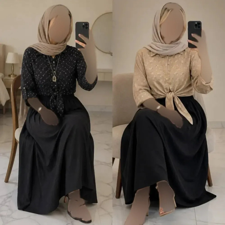 ست شومیز گره ای و دامن شانتون زنانه فری سایز تابستانه خنک بدون چروک و آبرفت