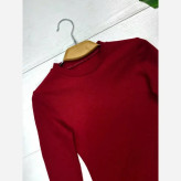 بادی زنانه یقه گرد فانریپ کش آستین بلند رنگ مشکی و زرشکی سایز 38 تا 44
