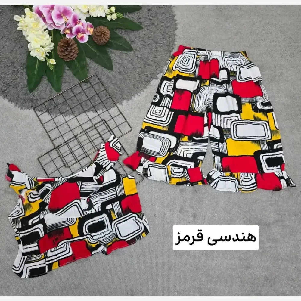 ست تاپ و شلوارک نخی زنانه مدل ماریا فری سایز