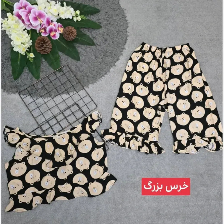 ست تاپ و شلوارک نخی زنانه مدل ماریا فری سایز