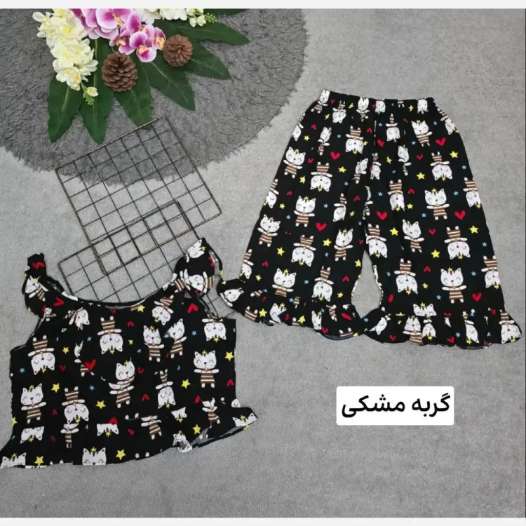 ست تاپ و شلوارک نخی زنانه مدل ماریا فری سایز