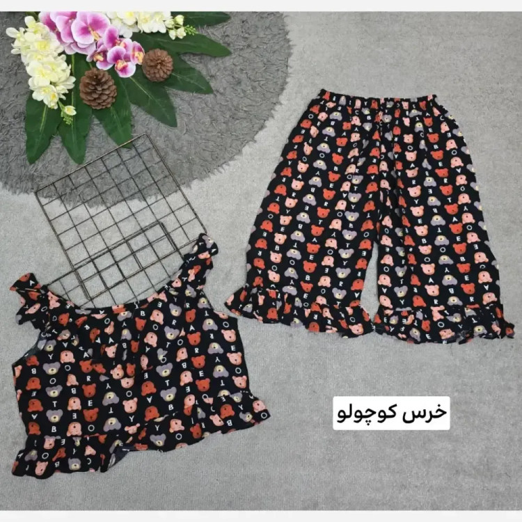 ست تاپ و شلوارک نخی زنانه مدل ماریا فری سایز