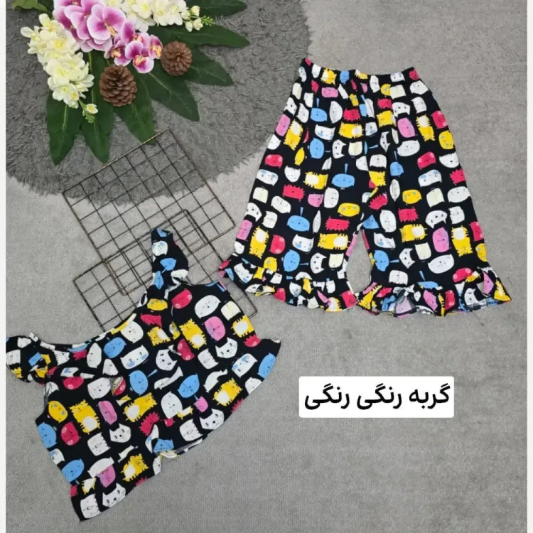 ست تاپ و شلوارک نخی زنانه مدل ماریا فری سایز
