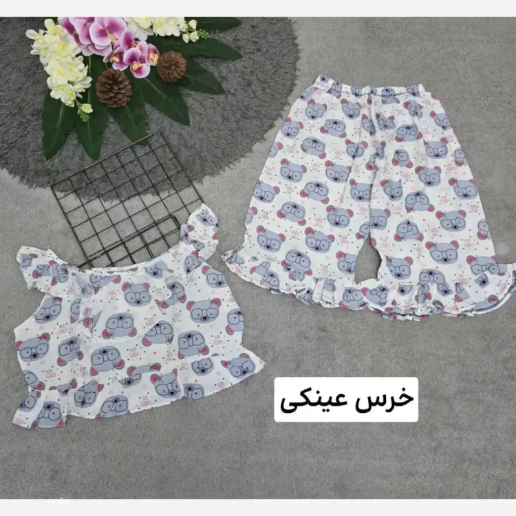 ست تاپ و شلوارک نخی زنانه مدل ماریا فری سایز