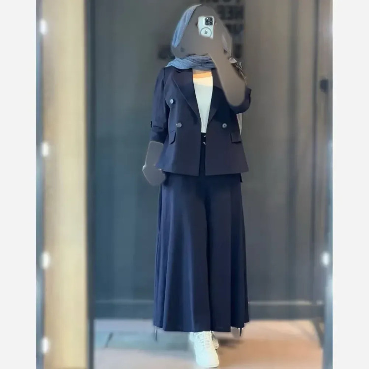 کت شلوار رامونا جنس مکانیک پرشیا درجه یک سایز 1 و 2 رنگ سرمه ای طوسی مشکی