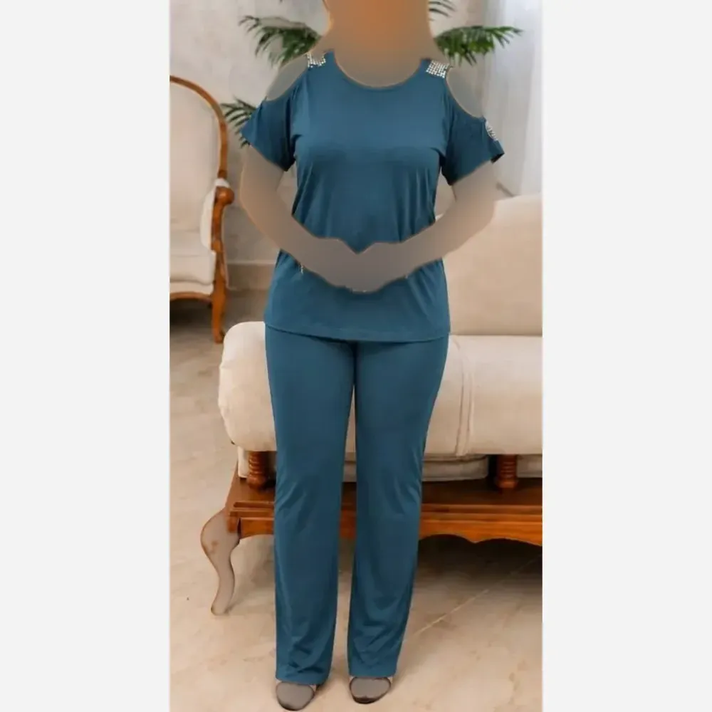 ست لباس زنانه ویسکوز کش مدل دلبرانه فری سایز