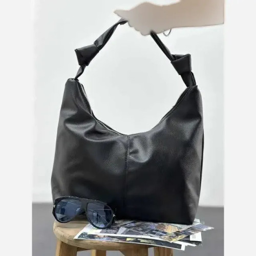 کیف بند گره ای چرمی زنانه سبک و جادار رنگ مشکی و موکا