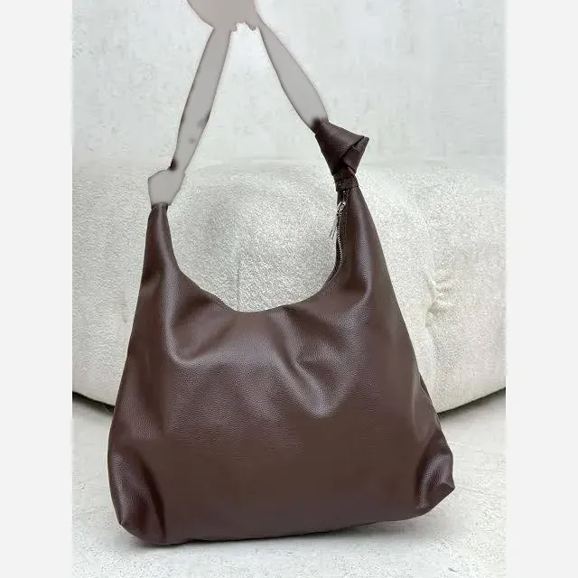 کیف بند گره ای چرمی زنانه سبک و جادار رنگ مشکی و موکا