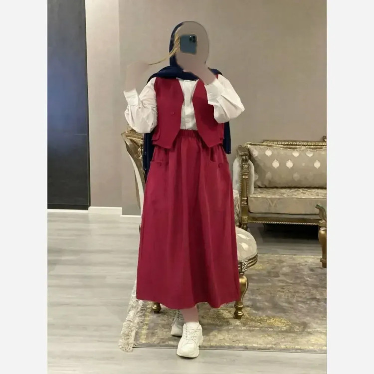 ست سه تیکه شانتون و شومیز داکرون ژینا سایز 38 تا 46