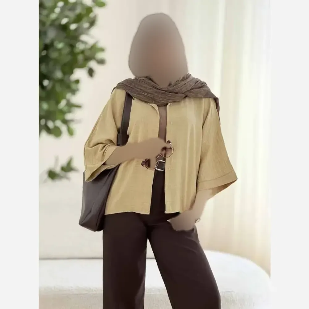 شومیز باکسی شفق جنس شانتون حصیری فری سایز