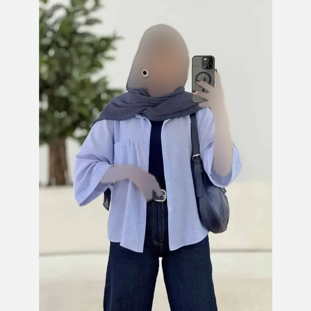 شومیز باکسی شفق جنس شانتون حصیری فری سایز