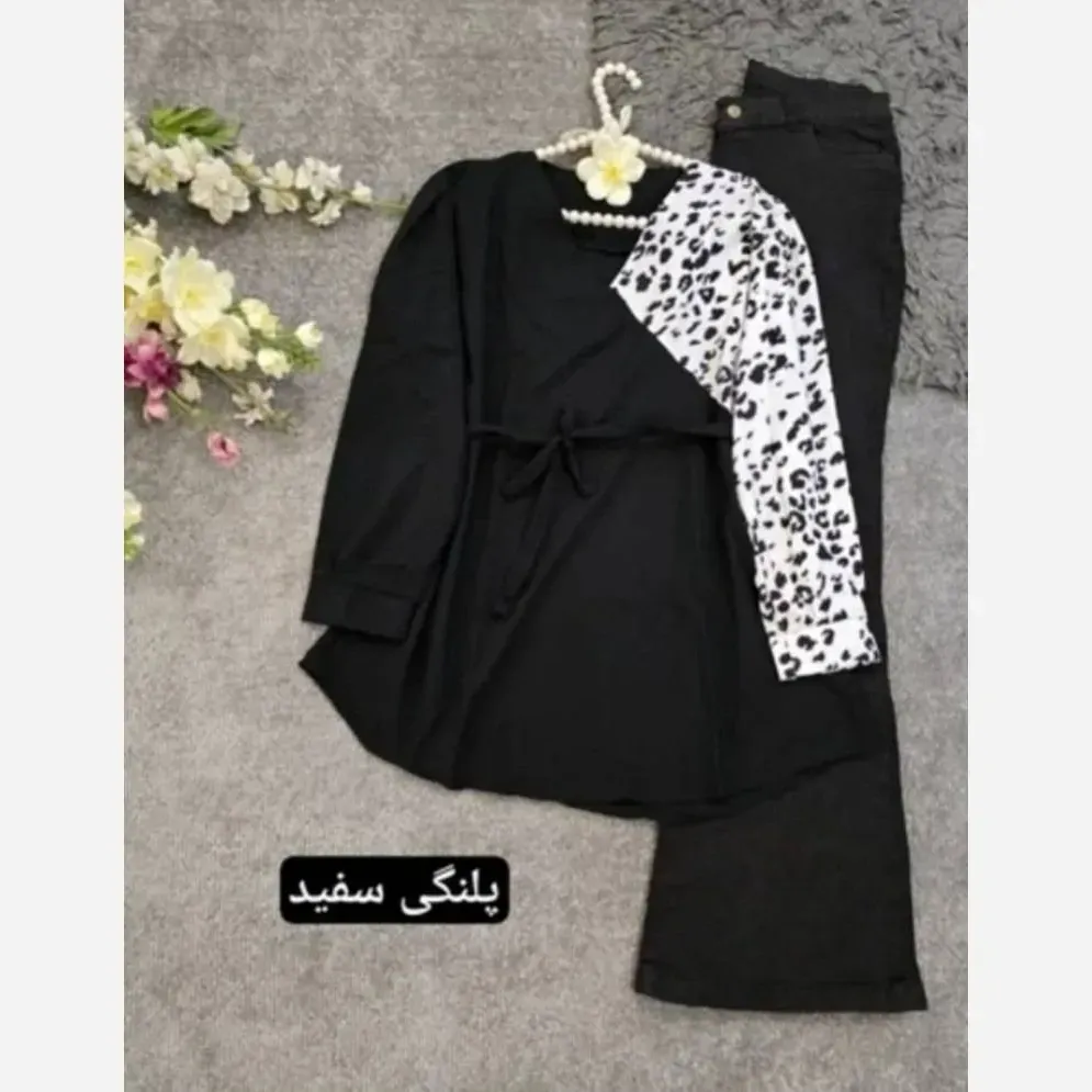 شومیز رزیتا الیزه پیچازی پلنگی سفید فری سایز 36 تا 46
