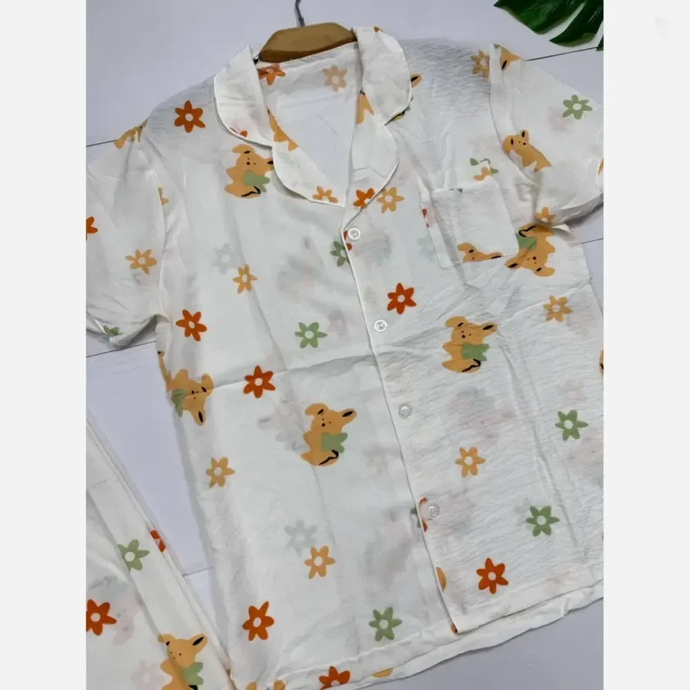 بلوز و شلوار نخی وارداتی مدل هانا سایز فری 38 تا 46