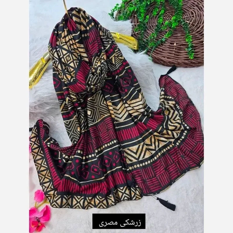 شال مصری نخ سانسفور ابعاد 182*70 رنگبندی متنوع فری سایز