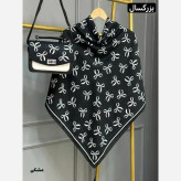 ست کیف و روسری پاپیونی نخی منگوله دار مخمل و چرم صنعتی