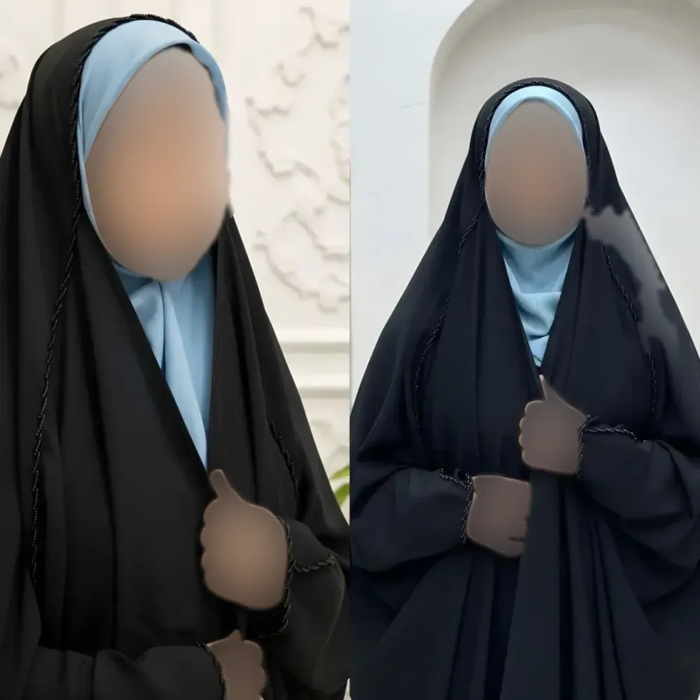چادر جده منجوق دخترانه کرپ حریرالاسود مشکی