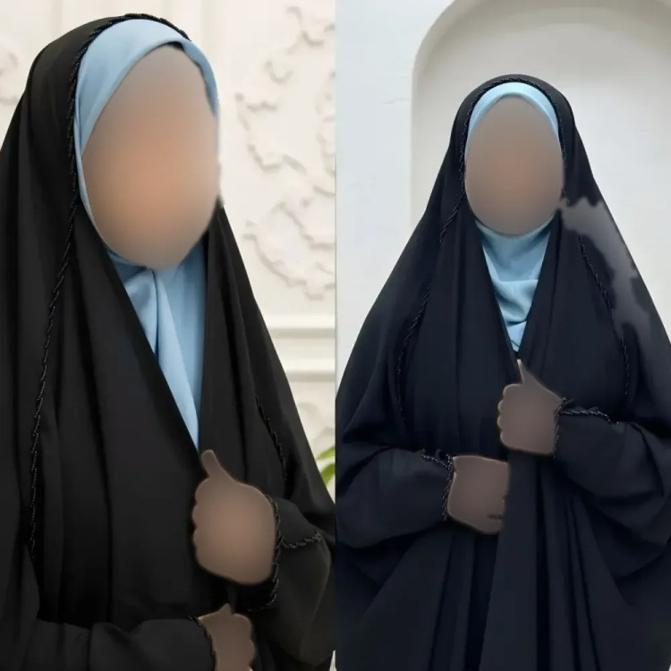 چادر جده منجوق دخترانه کرپ حریرالاسود مشکی