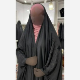 چادر جده گلدوزی پروانه کن ندا مشکی سایز 150 تا 170