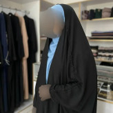 چادر جده منجوق دولاین کن ندا مشکی در سایزهای 150 تا 170