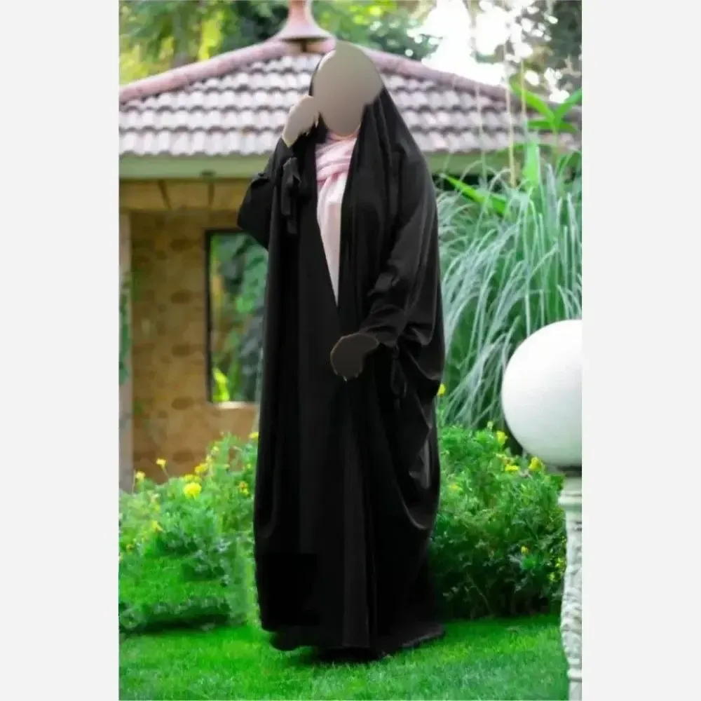 چادر جده پاپیونی کرپ حریر الاسود مشکی سایز 150 تا 170