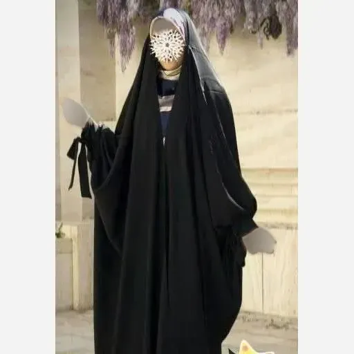 چادر جده پاپیونی مشکی جنس کن کن ندا مروارید سایز بندی متنوع
