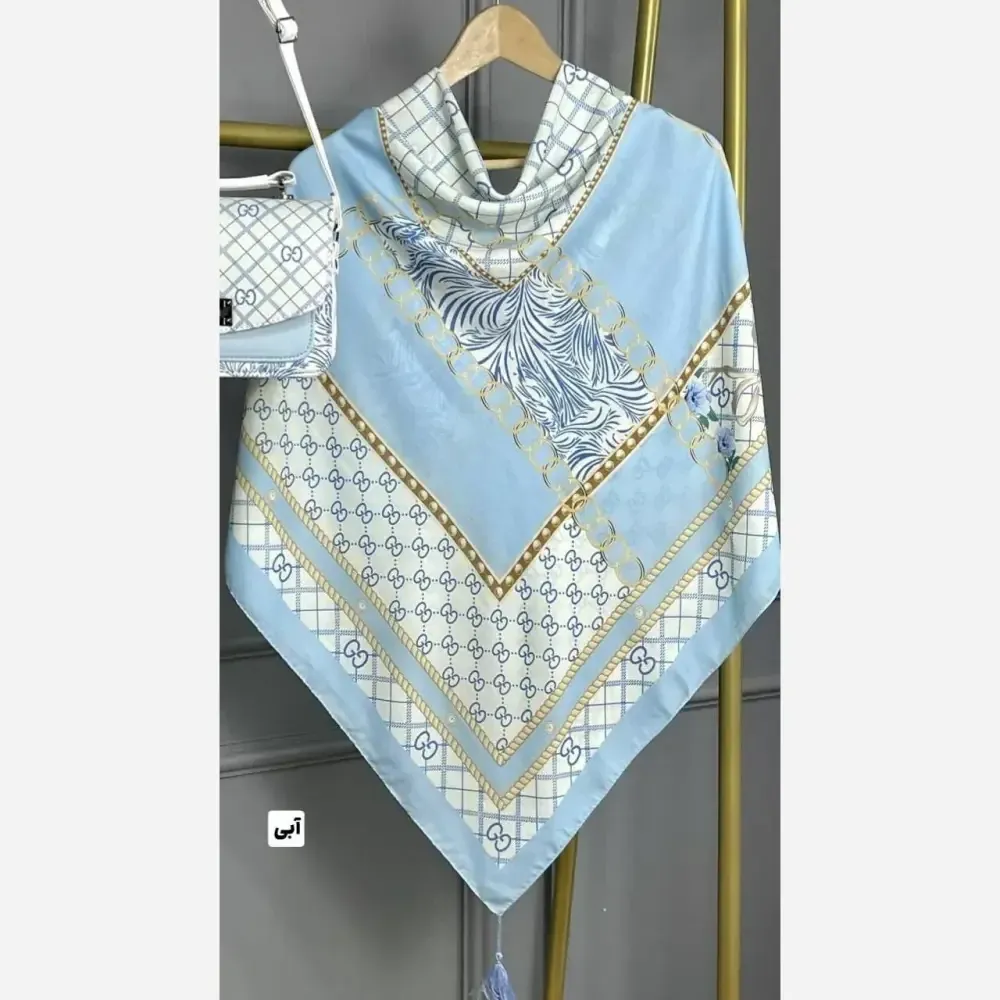 روسری نخی گوچی پاپیون قواره 130 رنگ مشکی سرمه ای سبز آبی
