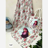 ست کیف و روسری بچگانه نخی مخمل ضخیم دسته کنفی قابل شستشو