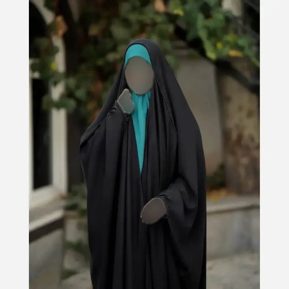 چادر جده مرواریدی کرپ حریرالاسود مشکی