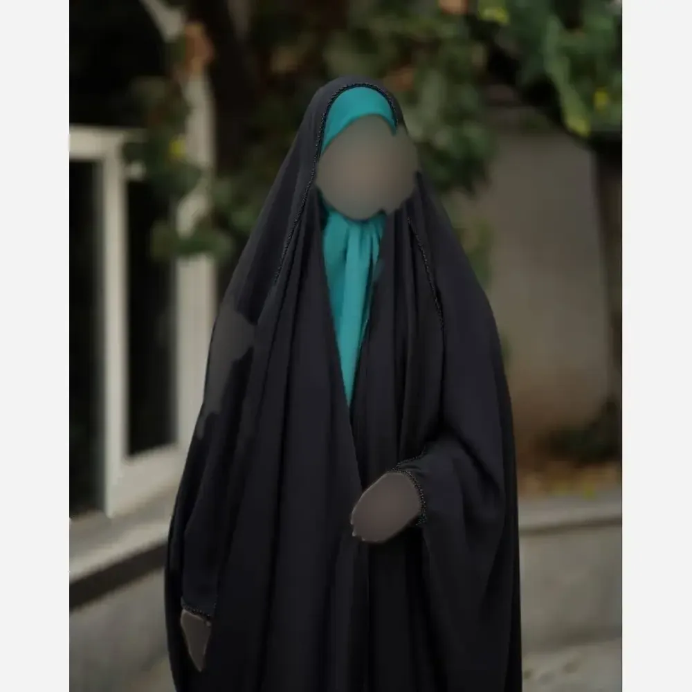 چادر جده مرواریدی کرپ حریرالاسود مشکی