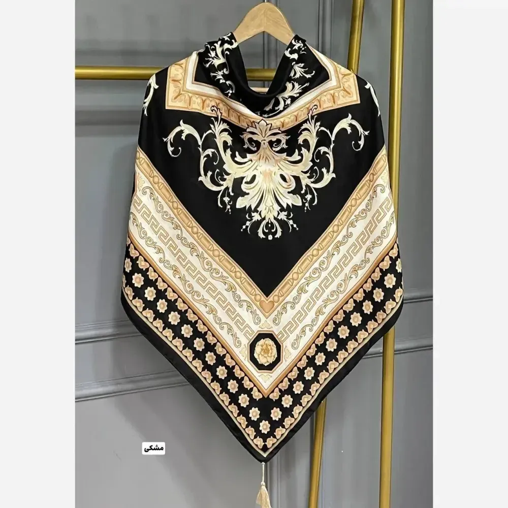 روسری نخی سورنا قواره 130 رنگ مشکی و سورمه ای