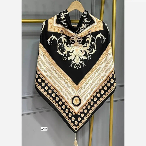 روسری نخی سورنا قواره 130 رنگ مشکی و سورمه ای