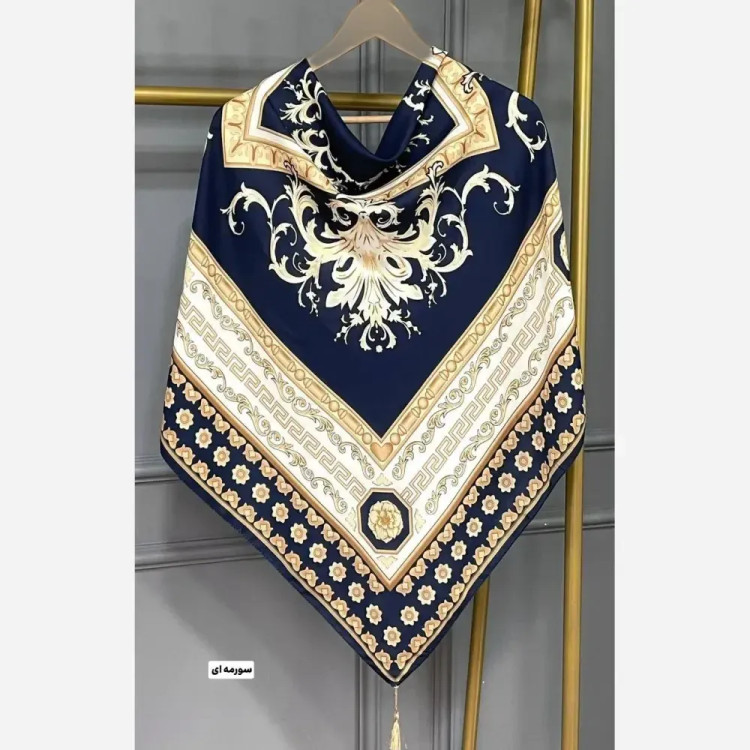 روسری نخی سورنا قواره 130 رنگ مشکی و سورمه ای