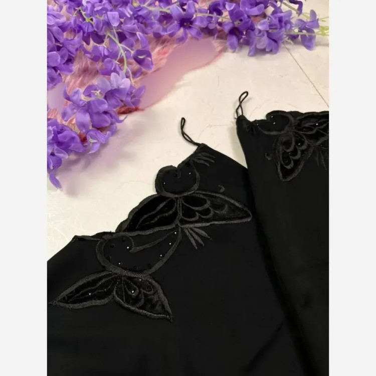 چادر جده گلدوزی مشکی جنس کن کن ندا مروارید سایز 150 تا 170